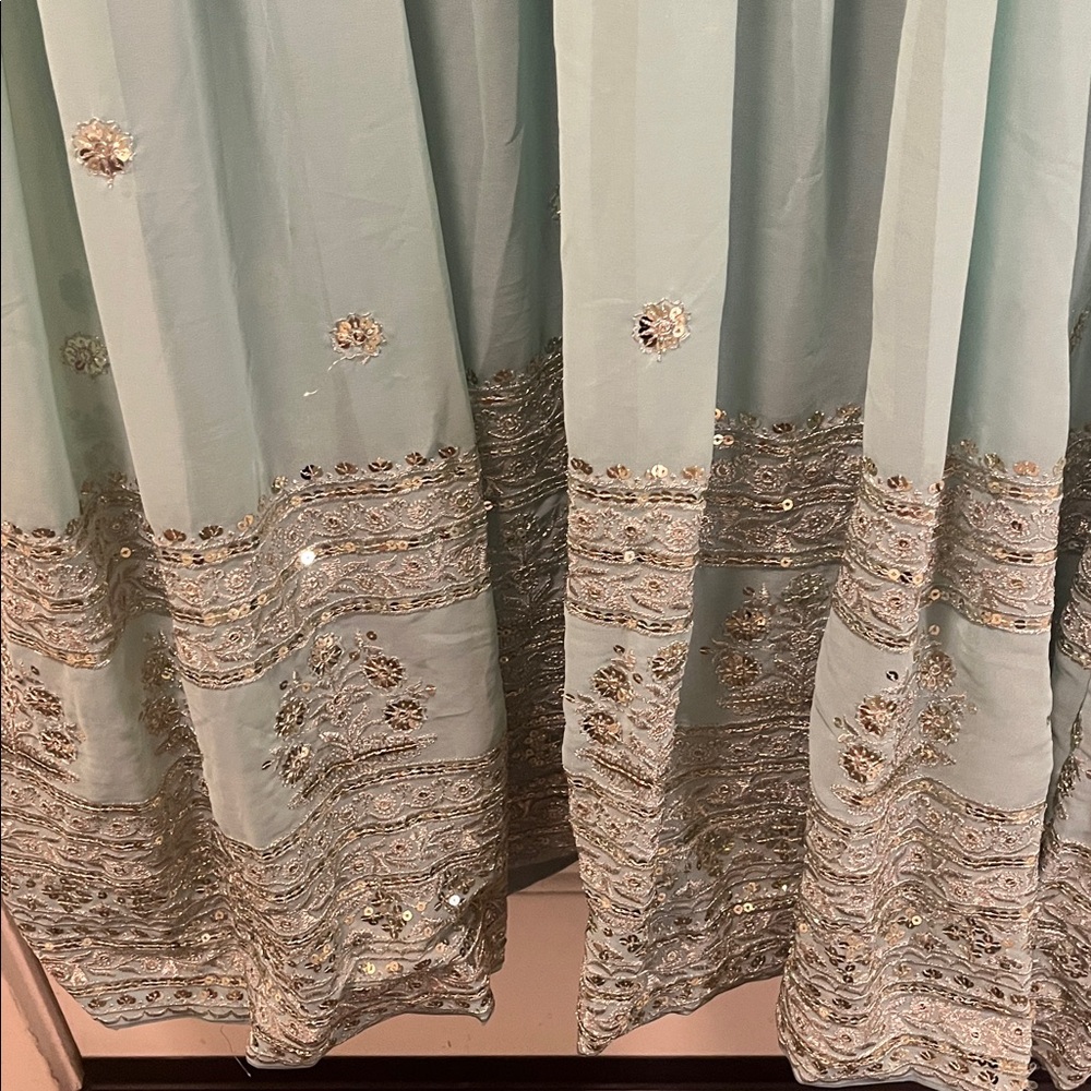House of Indya Blue Anarkali Dress Floral Dupatta xl frock gown - Picture 14 of 14